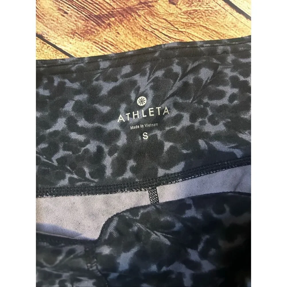 Athleta Cropped Leggings Cheetah Print Black Grey Size S